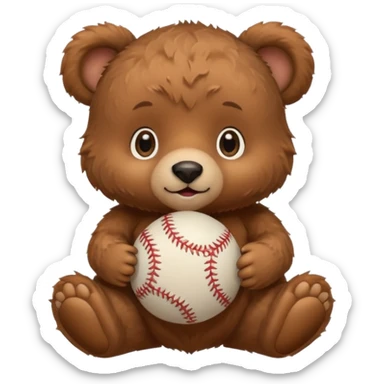 Baby bear with baseball sticker