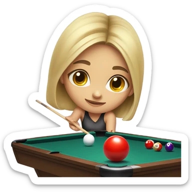 Extremely cute girl playing pool sticker