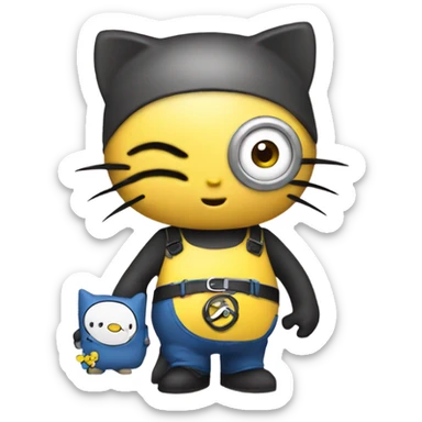 Hello kitty holding minion  sticker
