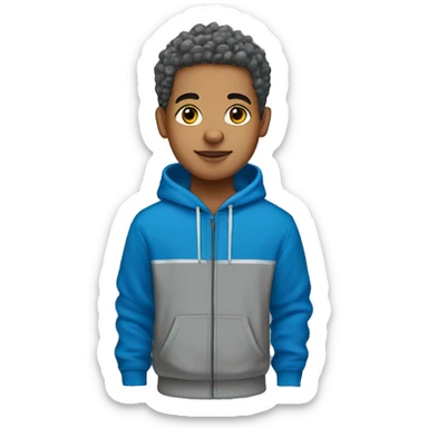 A light skin boy with a taper fade a blue hoodie and grey sweatpants sticker