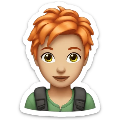 girl orange hair dark roots green eyes sticker