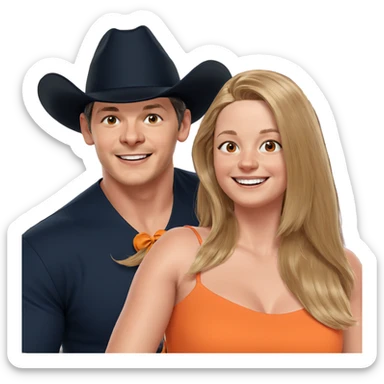 happy duo in orange dress sticker