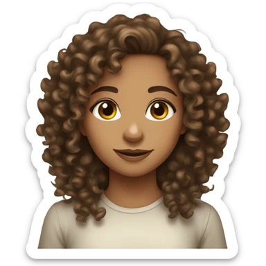 Tan skin curly haired brown eyed girl pretty sticker