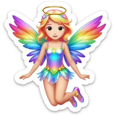 Iridescent fairy flying twinkle rainbow neon sticker