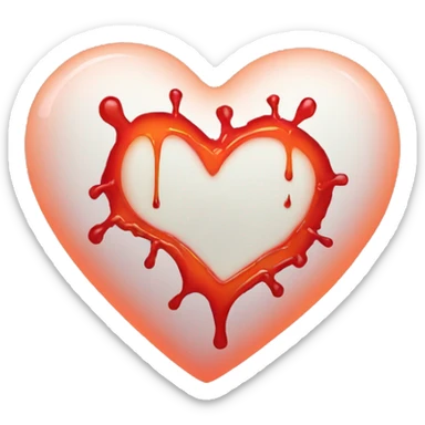 red heart glowing red-orange with bleeding wound sticker