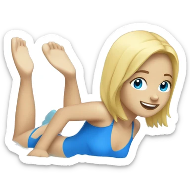 girl swimming blonde hair blue eyes full body with flippers sticker