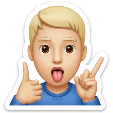 Use 😜 and put✌️on the tongue sticker