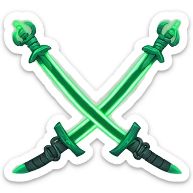 Twin green neon swords attached by chain sticker