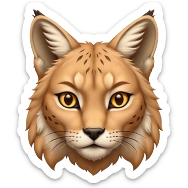 A high-resolution photo-realistic digital illustration of a majestic young lynx, chest upward  sticker