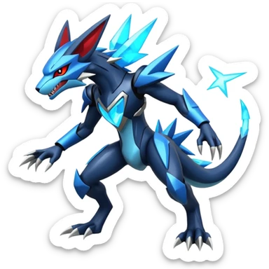 Shiny Futuristic Modern Zeraora-Dialga-Zoroark-fusion sticker