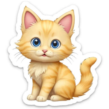 A cute cartoon yellow kitten sitting and wagging its tail. sticker