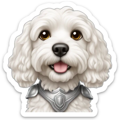 White Cavapoo knight sticker