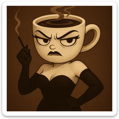 Edit the character in the reference image to have an angry expression while keeping the original style, outfit, and colors exactly as in the reference image. sticker