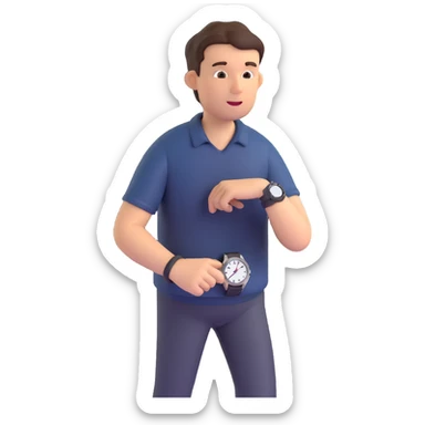 Worried person checking the time on their watch in a hurry. sticker