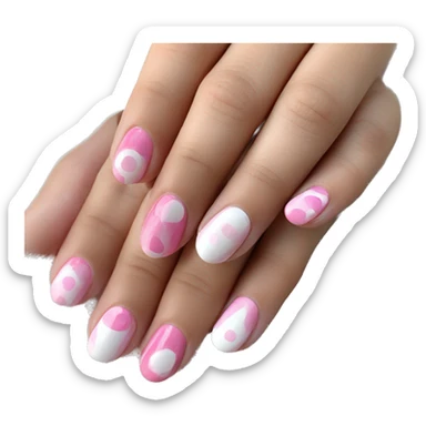 short painted mixture of pink and white ovals nails sticker