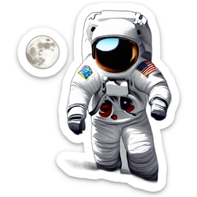 astronout moon walking on the moon sticker