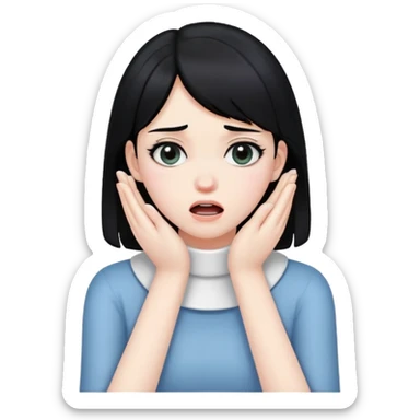 Girl with black hair choking neck with hands sticker