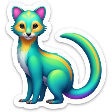 Colorful neon-colored tropical exotic shiny beautiful fantasy-Cacomistle-oncilla-animal-hybrid (full body) sticker