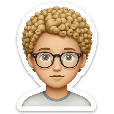 Lightskin boy with sharp haircut curly hair and glssss sticker