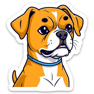 Blonde boxer, middle-aged dog with a slot underbite sticker