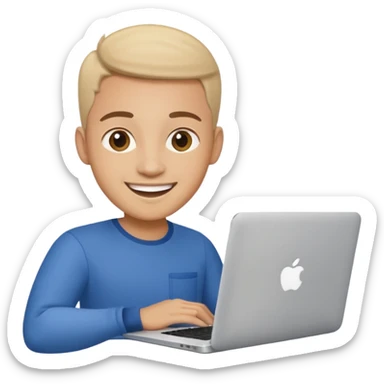 happy Graphic designer whit a MacBook sticker