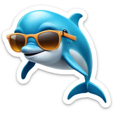 Dolphin wearing sunglasses on vacation sticker
