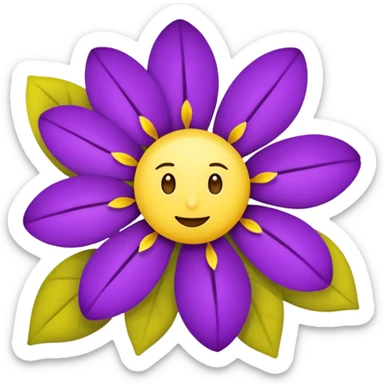 Flowers and emojis with purple and lemon yellow combo  sticker