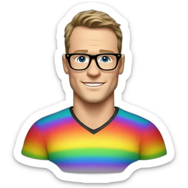 Jonathan Toews wearing glasses and rainbow clothes sticker