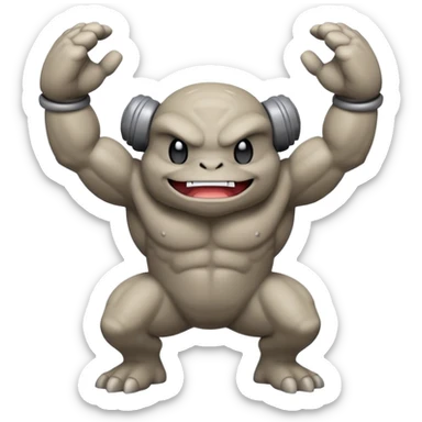 Geodude Pokémon, round rocky body with arms, winking sticker