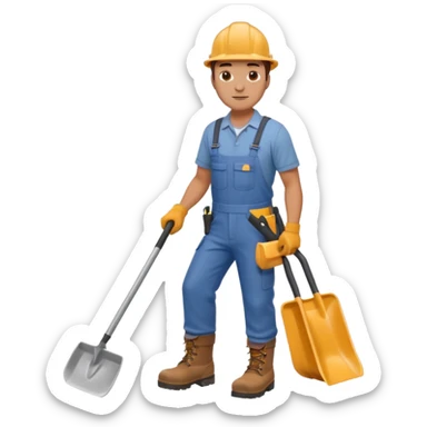 Landscaping company worker, shoveling, full body sticker