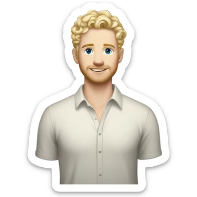 full body light curl blonde 30yo man blue eyed pale skin sticker