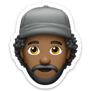 Fluffyhair youg guy with gray cap and black tshirt sticker