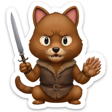 An angry cuyo with a knife in its paw  sticker