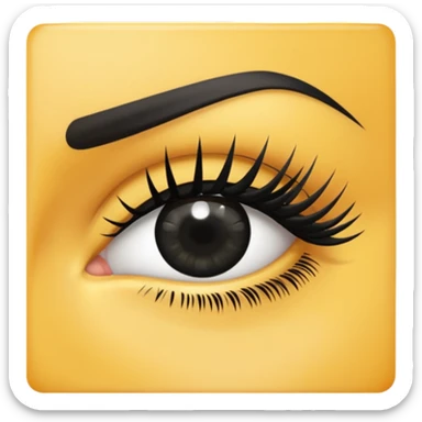 eyelash strip above an open eye sticker