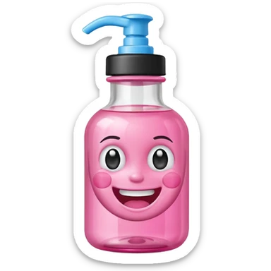 Smiling freaky baby oil bottle pink sticker