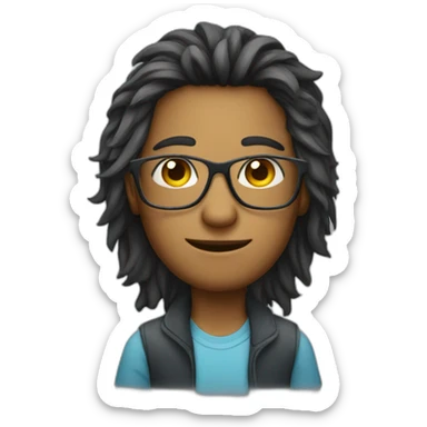 A boy with sun eyeglasse and long face hair sticker