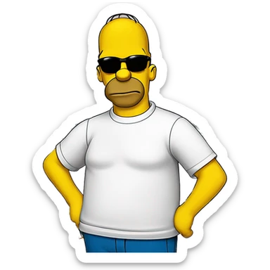 Homer Simpson is wearing a Balenciaga logo t-shirt  sticker