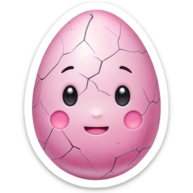 cute pink cracked egg emoji, glowing cracks, kawaii style, soft pastel colors, transparent background, twitch emote sticker