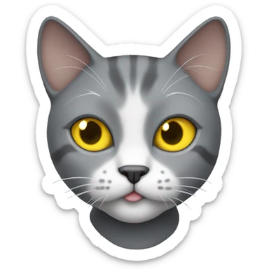 Grey European cat with yellow eyes full body sticker