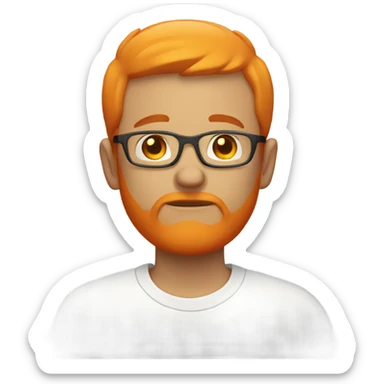 white man with orange beard and short orange hair as he praying and with orange glasses on sticker