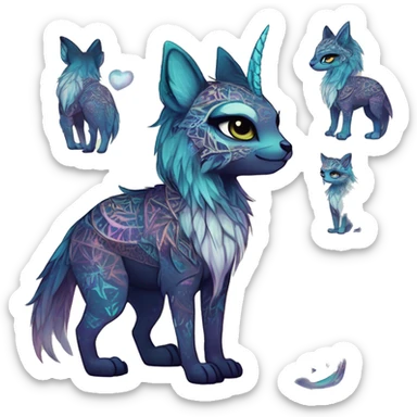cute Kawaii edgy ethereal shy epic fantasy animal fursona Fionbri creature by griffsnuff & LiLaiRa & Falvie with exotic colors with intricate patterns full body sticker
