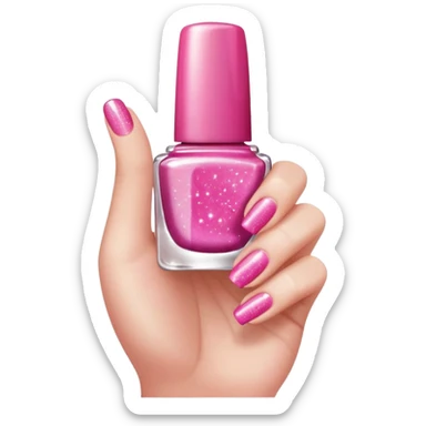 thumbs up with pink nail polish and sparkles, girly and motivating emoji sticker