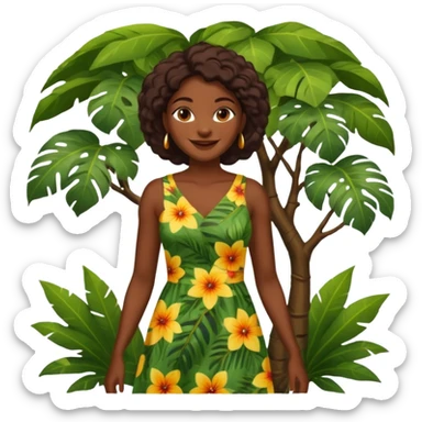 an ola woman with jungle tree sticker