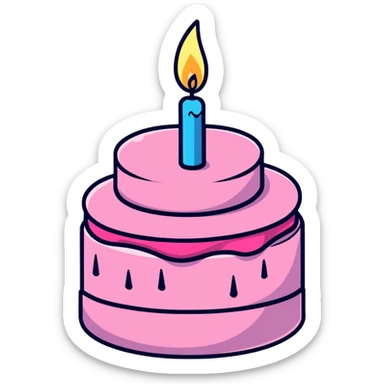 pink birthday cake with 18 candle on it sticker