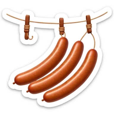 sausages threaded on a string 
Apple emoji style sticker