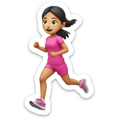 Asian Running girl in pink outfit sticker