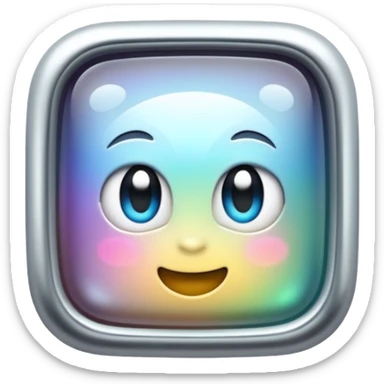 Sparkly glossy silver monochrome iridescent glass square sticker