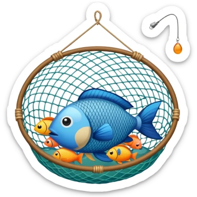a fishing net filled with tropical fish
 sticker