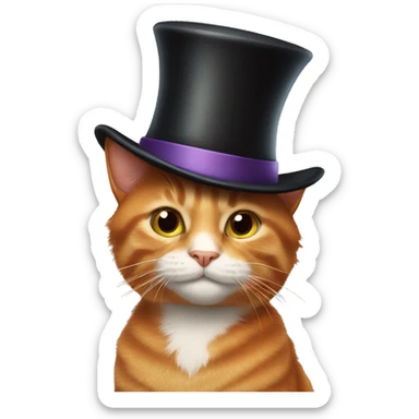 Ginger cat with top hat sticker