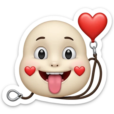 IOS heart eyes face with tongue out on leash sticker